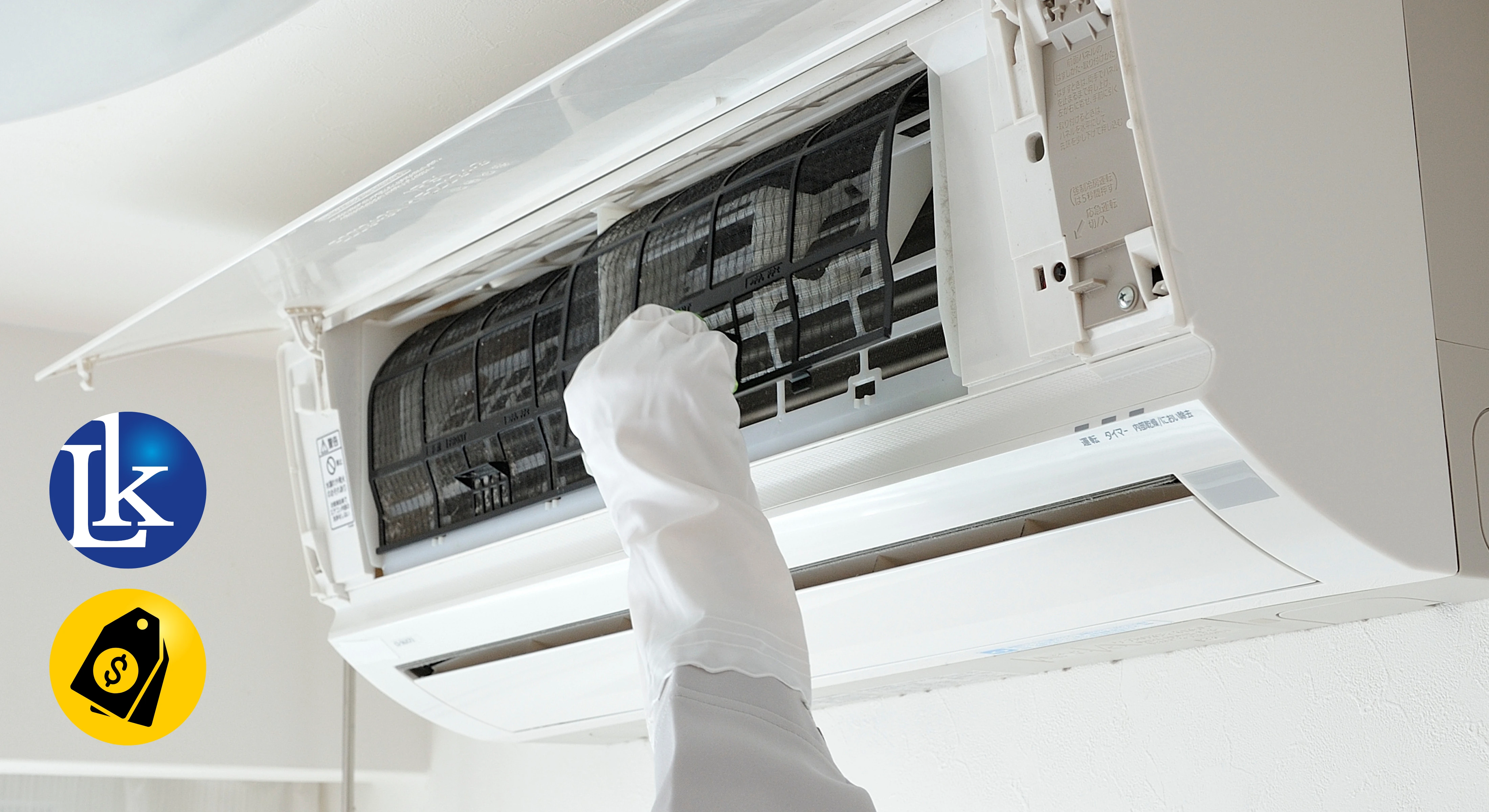 Aircon servicing pricing guide in Singapore 2026 with technician cleaning indoor unit