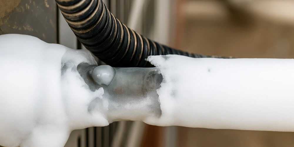 Dirty aircon filter being removed for cleaning due to restricted airflow