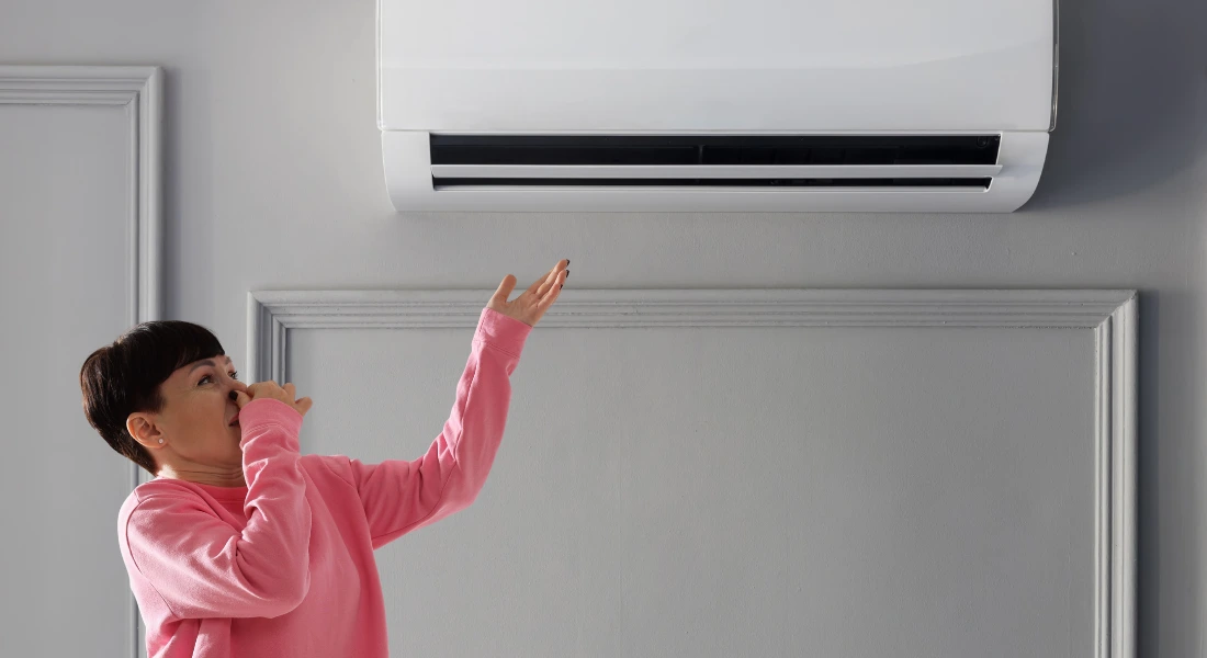 Aircon indoor unit blowing air with bad smell