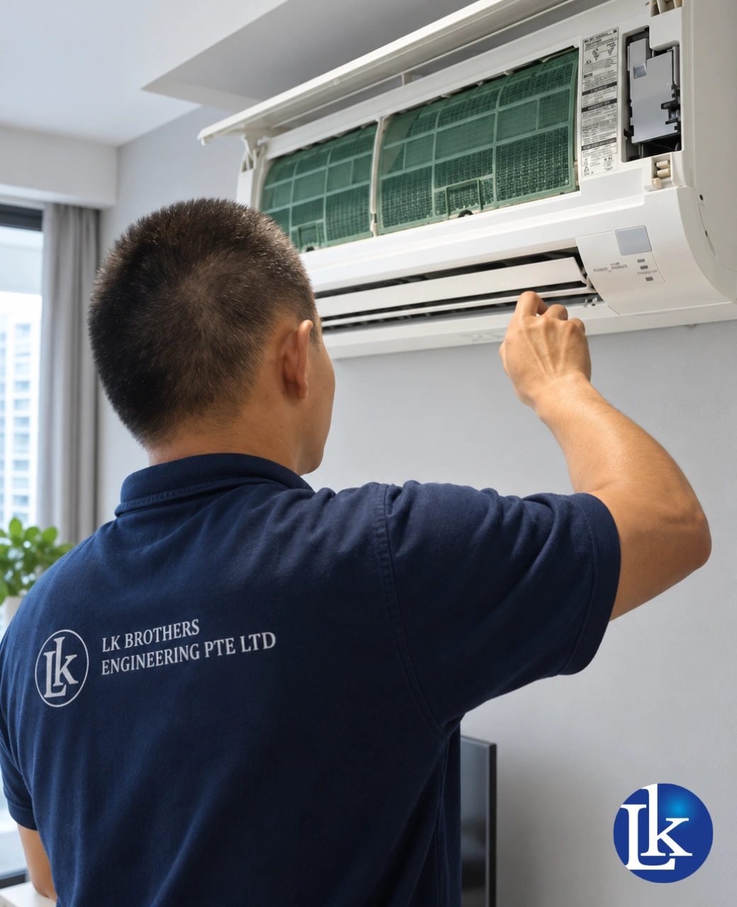 Dirty aircon unit before servicing in Singapore