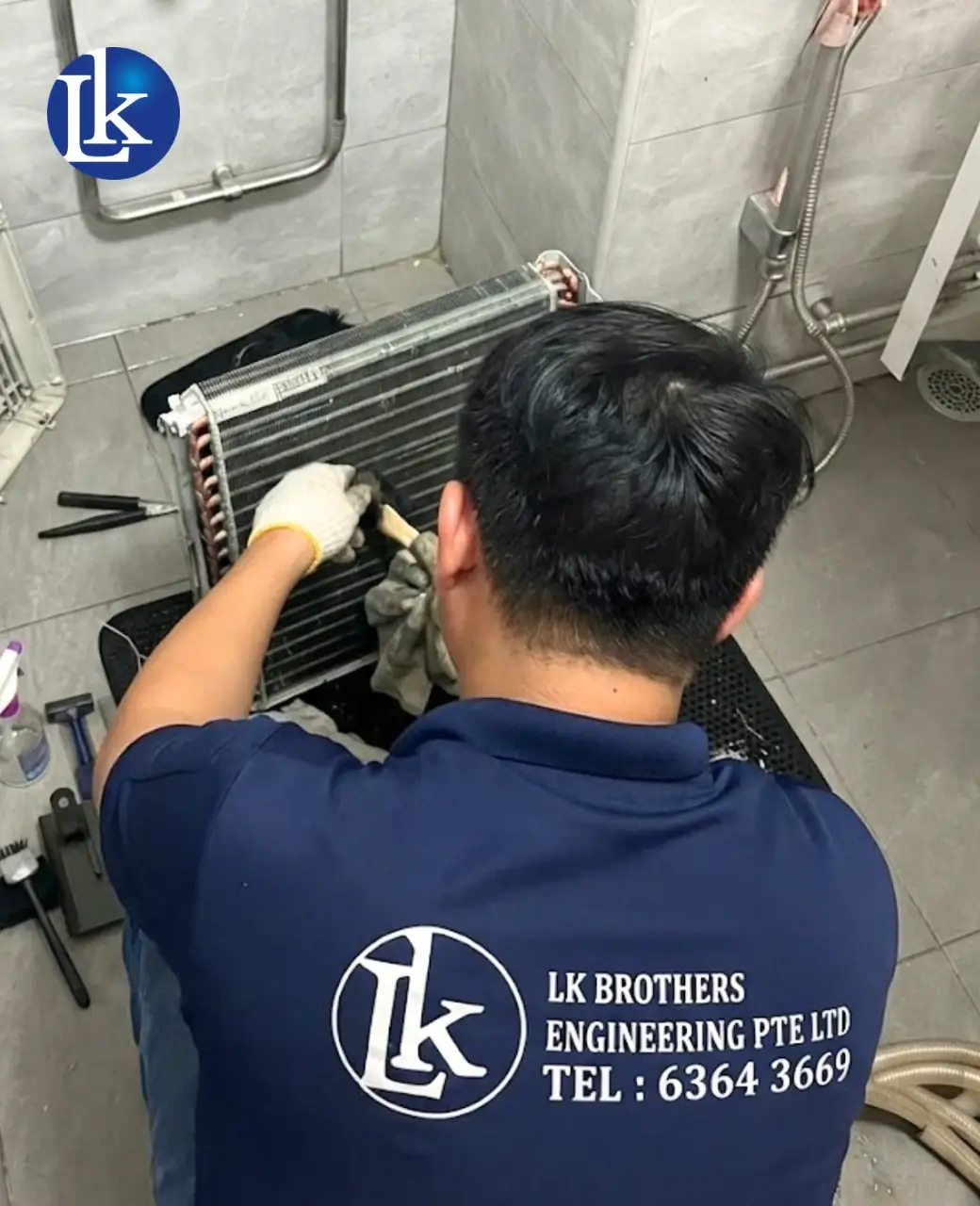 Dirty aircon unit before servicing in Singapore